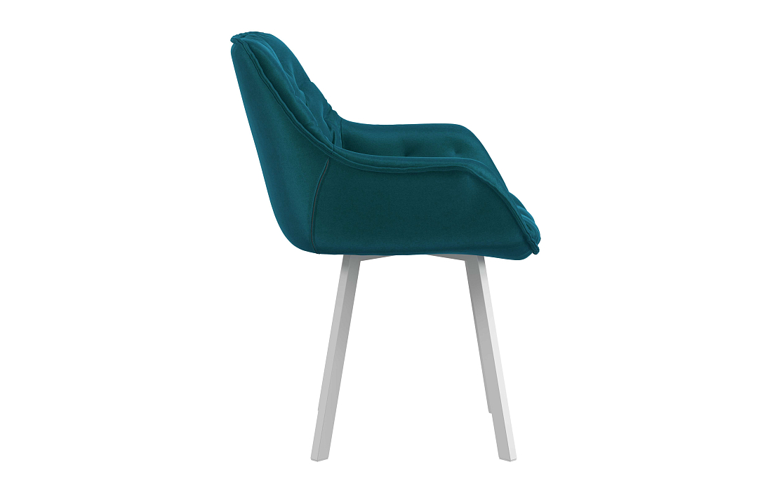 Стул Квинта велюр конфетти изумруд/Цвет металл белый